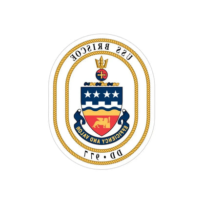 USS Briscoe DD 977 (U.S. Navy) REVERSE PRINT Transparent Die-Cut STICKER 6 Inch Die-Cut Transparent - The Sticker Space