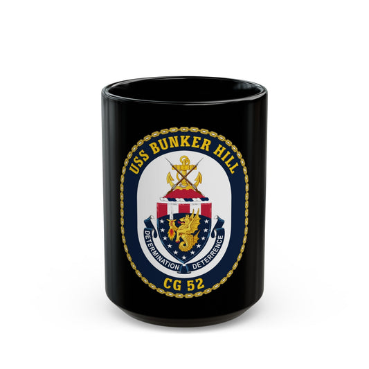 USS Bunker Hill CG 52 Crest (U.S. Navy) Black Coffee Mug-15oz-The Sticker Space