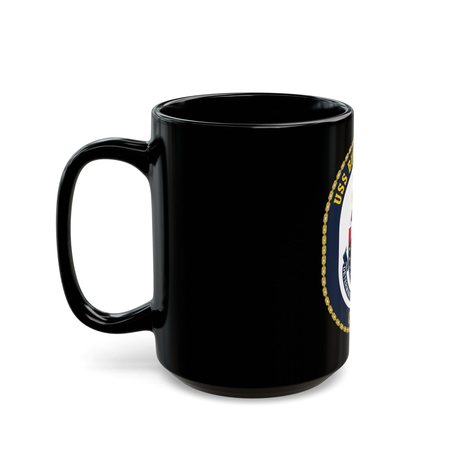 USS Bunker Hill CG 52 Crest (U.S. Navy) Black Coffee Mug-The Sticker Space