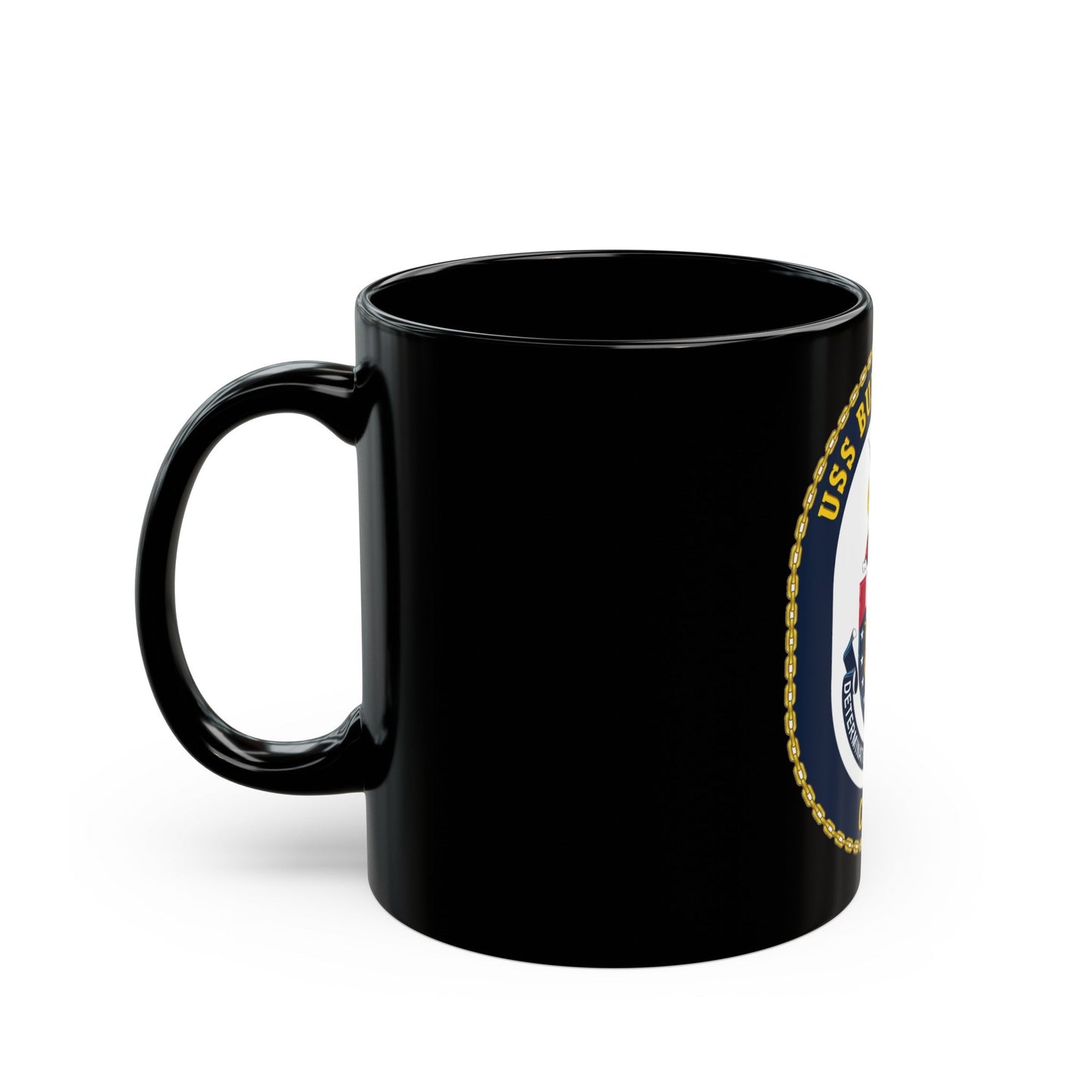 USS Bunker Hill CG 52 Crest (U.S. Navy) Black Coffee Mug-The Sticker Space