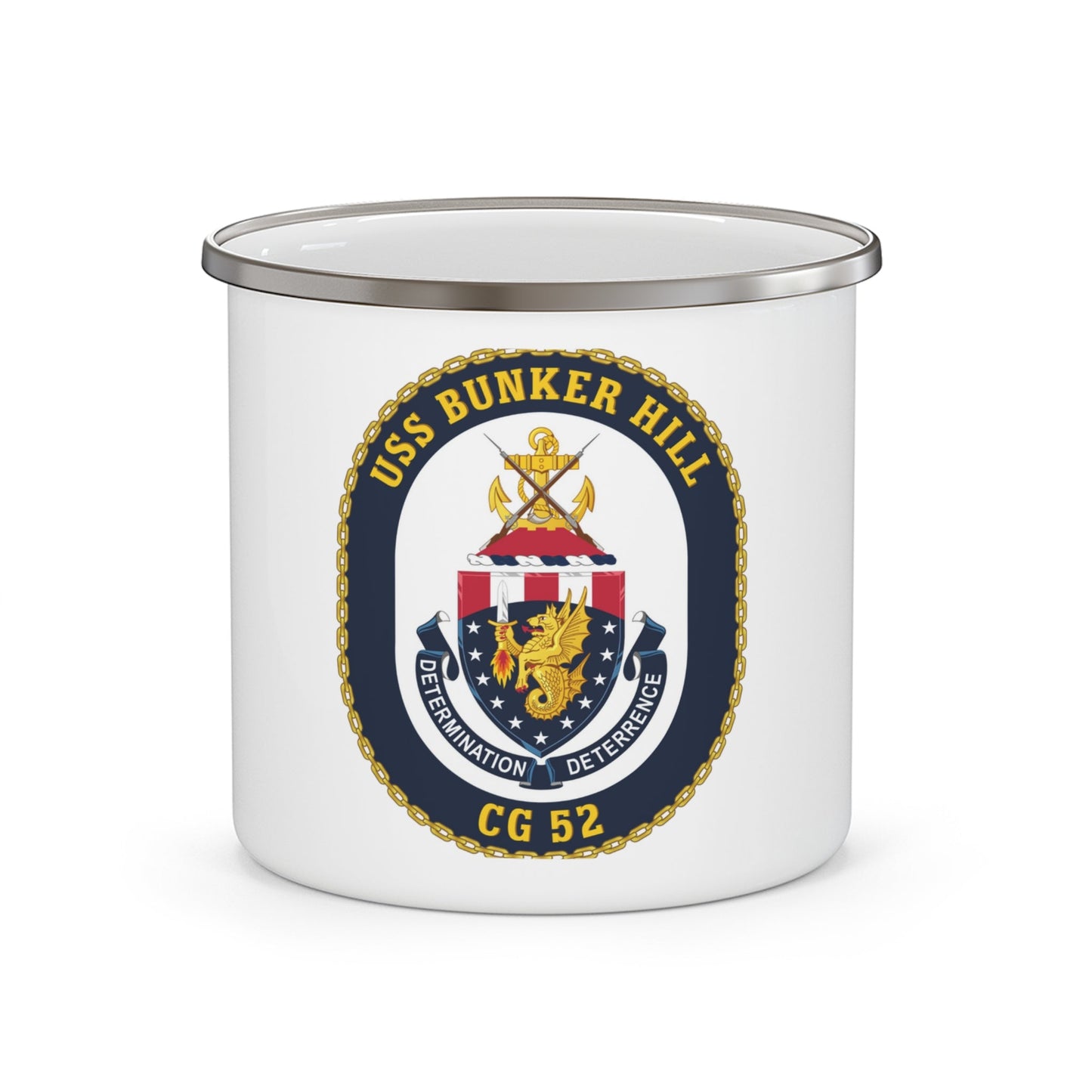 USS Bunker Hill CG 52 Crest (U.S. Navy) Enamel Mug 12oz-12oz-The Sticker Space