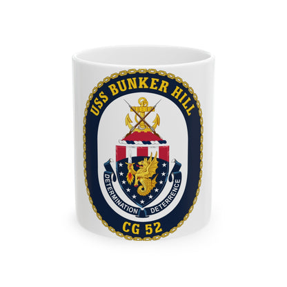 USS Bunker Hill CG 52 Crest (U.S. Navy) White Coffee Mug-11oz-The Sticker Space