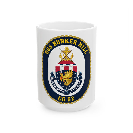 USS Bunker Hill CG 52 Crest (U.S. Navy) White Coffee Mug-15oz-The Sticker Space