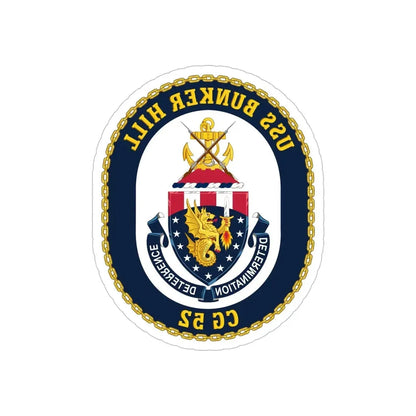 USS Bunker Hill CG 52 Crest (U.S. Navy) REVERSE PRINT Transparent Die-Cut STICKER 6 Inch Die-Cut Transparent - The Sticker Space
