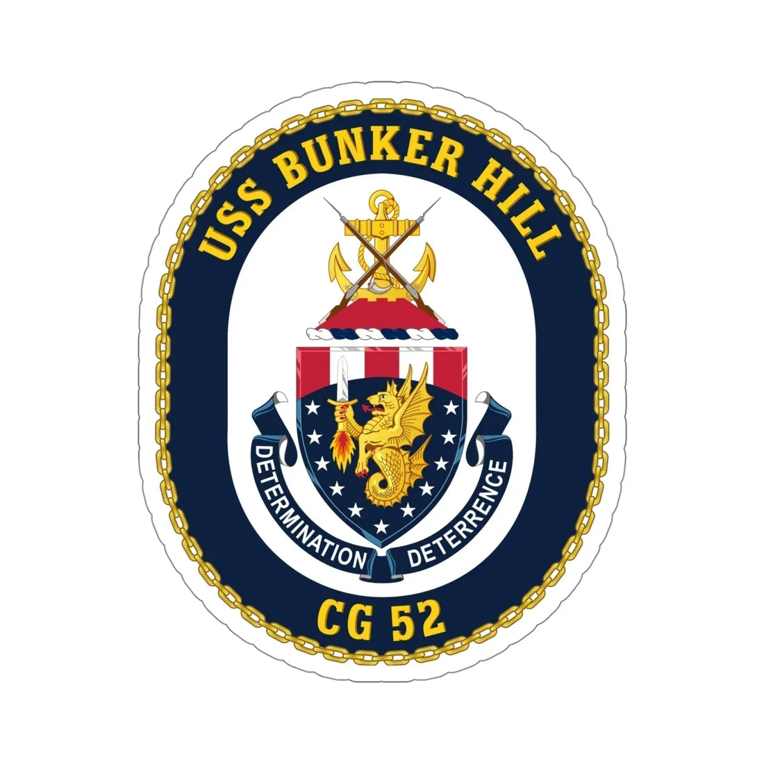 USS Bunker Hill CG 52 Crest (U.S. Navy) STICKER Vinyl Die-Cut Decal 5 Inch - The Sticker Space
