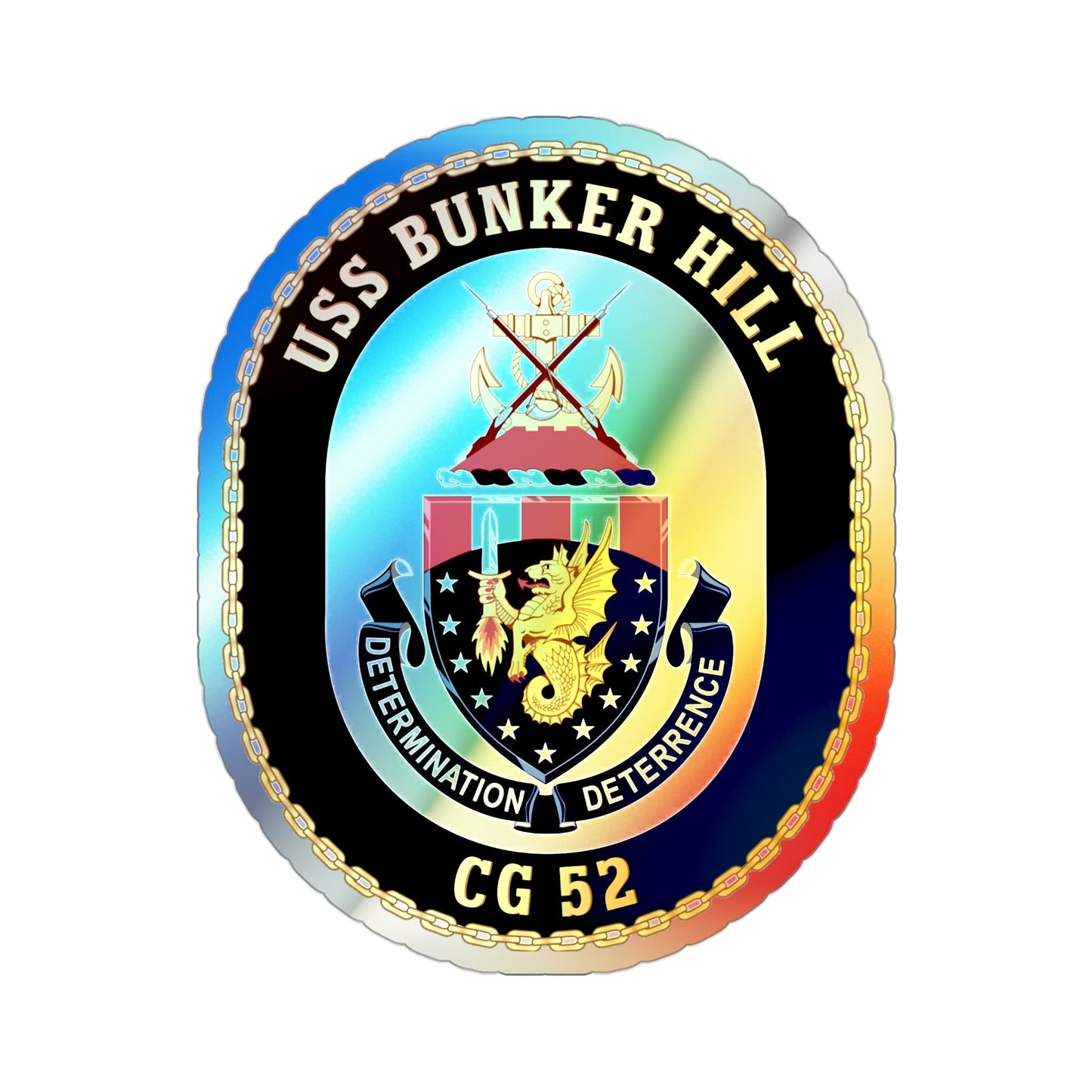 USS Bunker Hill CG 52 (U.S. Navy) Holographic STICKER Die-Cut Vinyl Decal-3 Inch-The Sticker Space