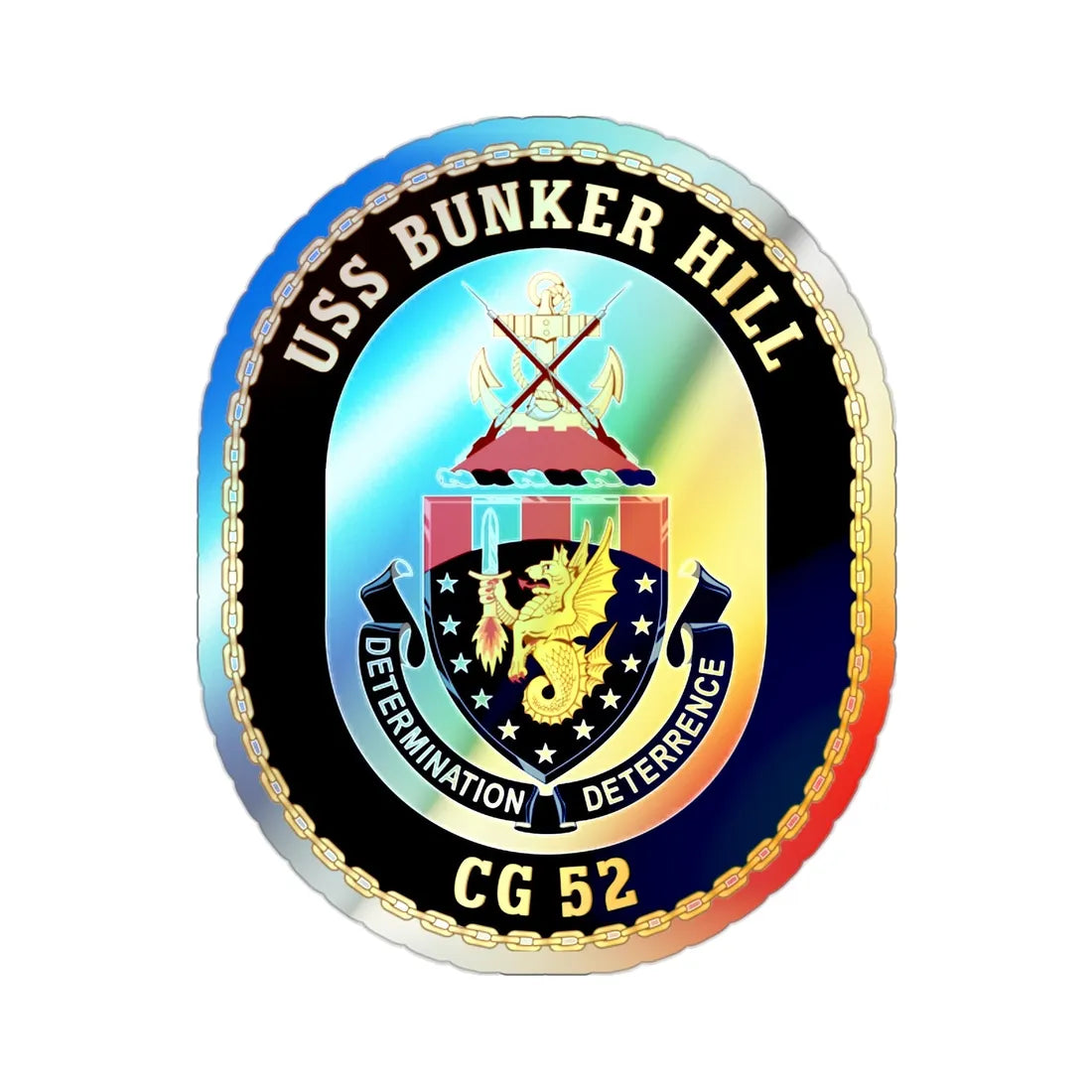 USS Bunker Hill CG 52 (U.S. Navy) Holographic STICKER Die-Cut Vinyl Decal 2 Inch Holographic - The Sticker Space