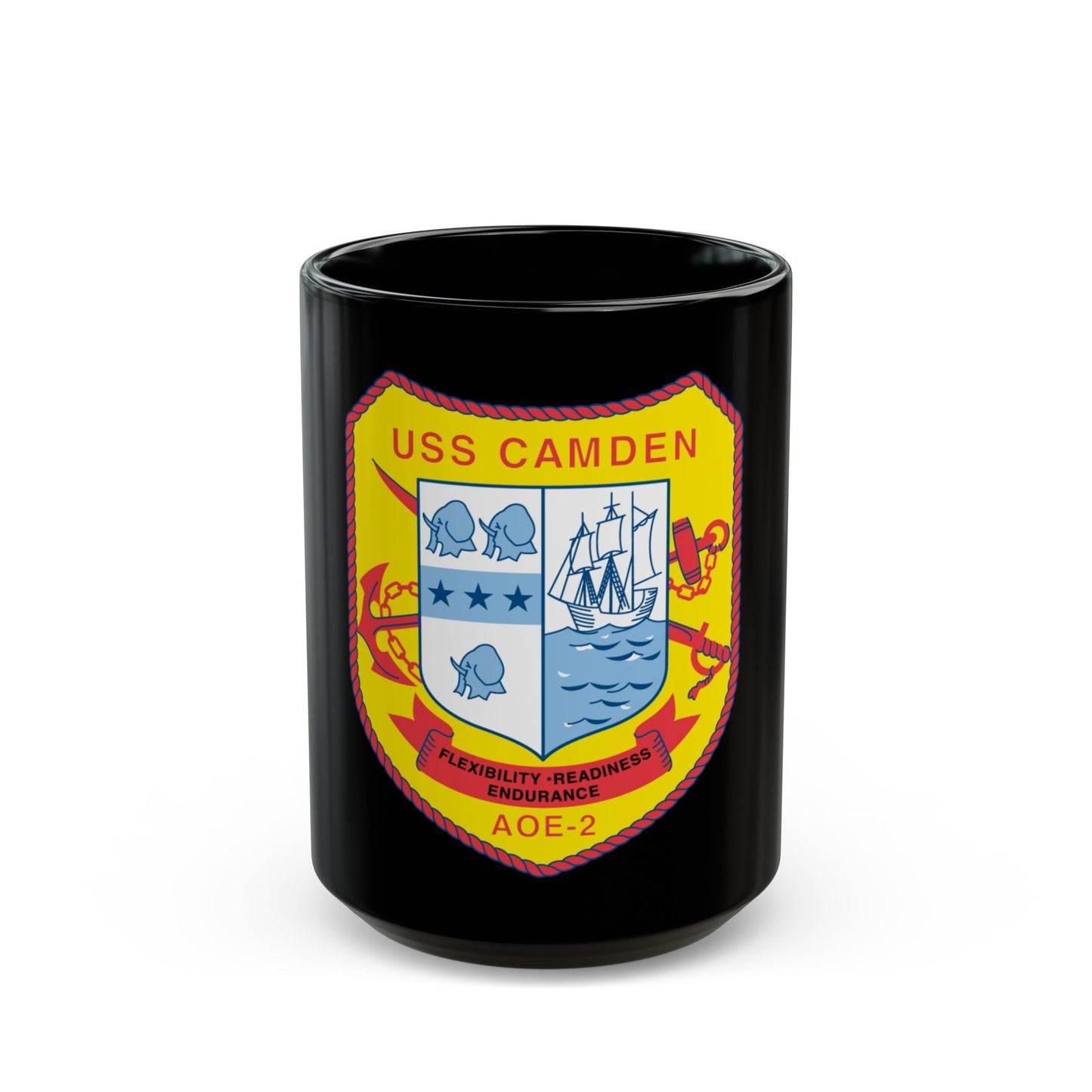 USS CAMDEN AOE 2 (U.S. Navy) Black Coffee Mug-15oz-The Sticker Space