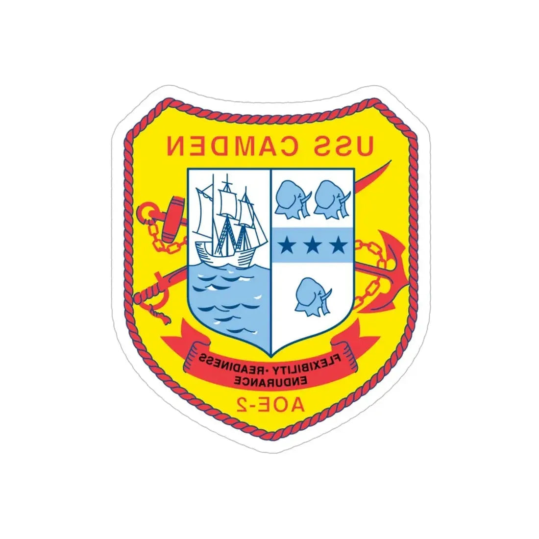 USS CAMDEN AOE 2 (U.S. Navy) REVERSE PRINT Transparent Die-Cut STICKER 6 Inch Die-Cut Transparent - The Sticker Space