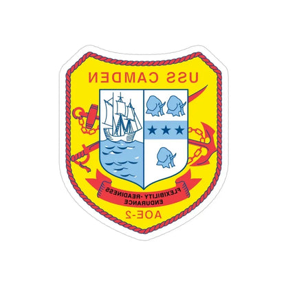 USS CAMDEN AOE 2 (U.S. Navy) REVERSE PRINT Transparent Die-Cut STICKER 6 Inch Die-Cut Transparent - The Sticker Space