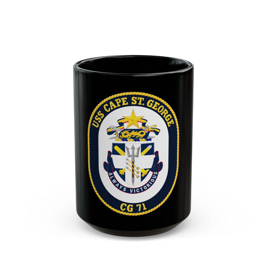 USS Cape St George CG 71 Crest (U.S. Navy) Black Coffee Mug-15oz-The Sticker Space