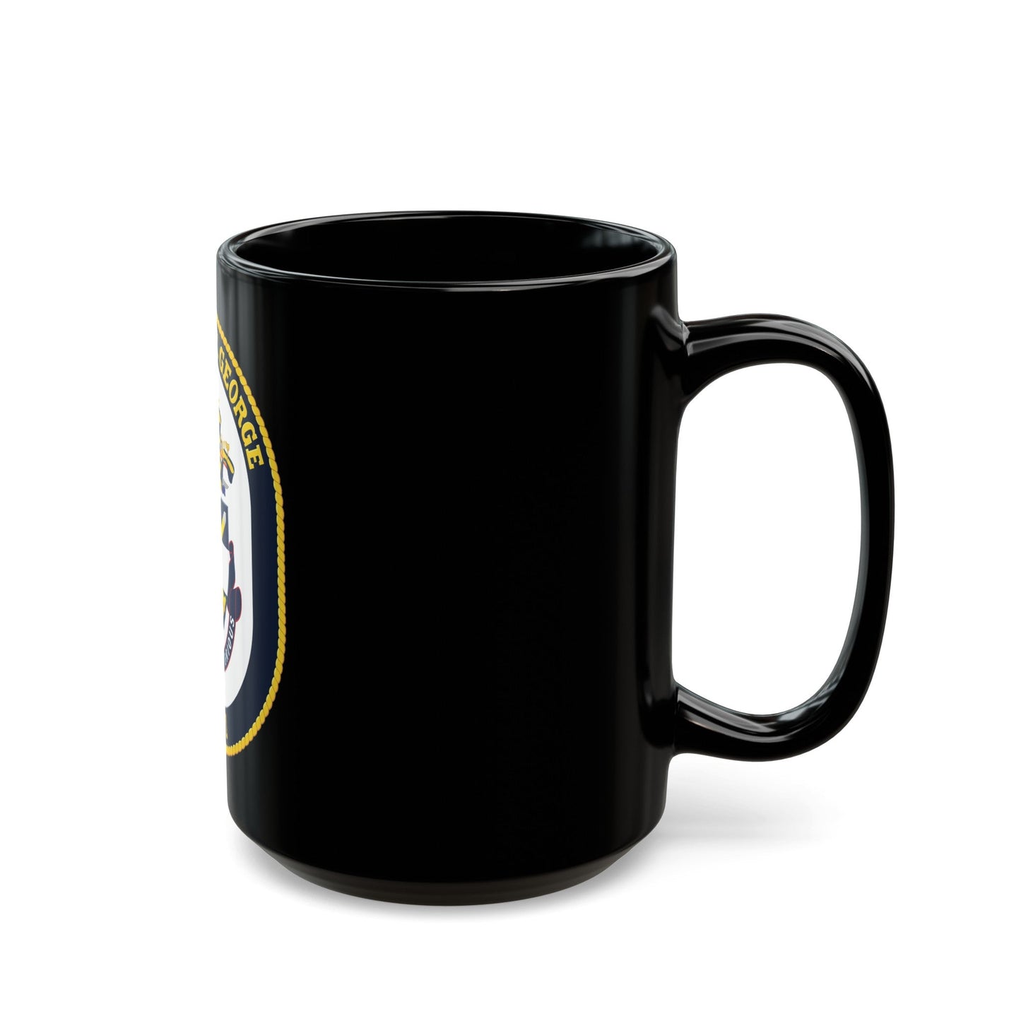 USS Cape St George CG 71 Crest (U.S. Navy) Black Coffee Mug-The Sticker Space