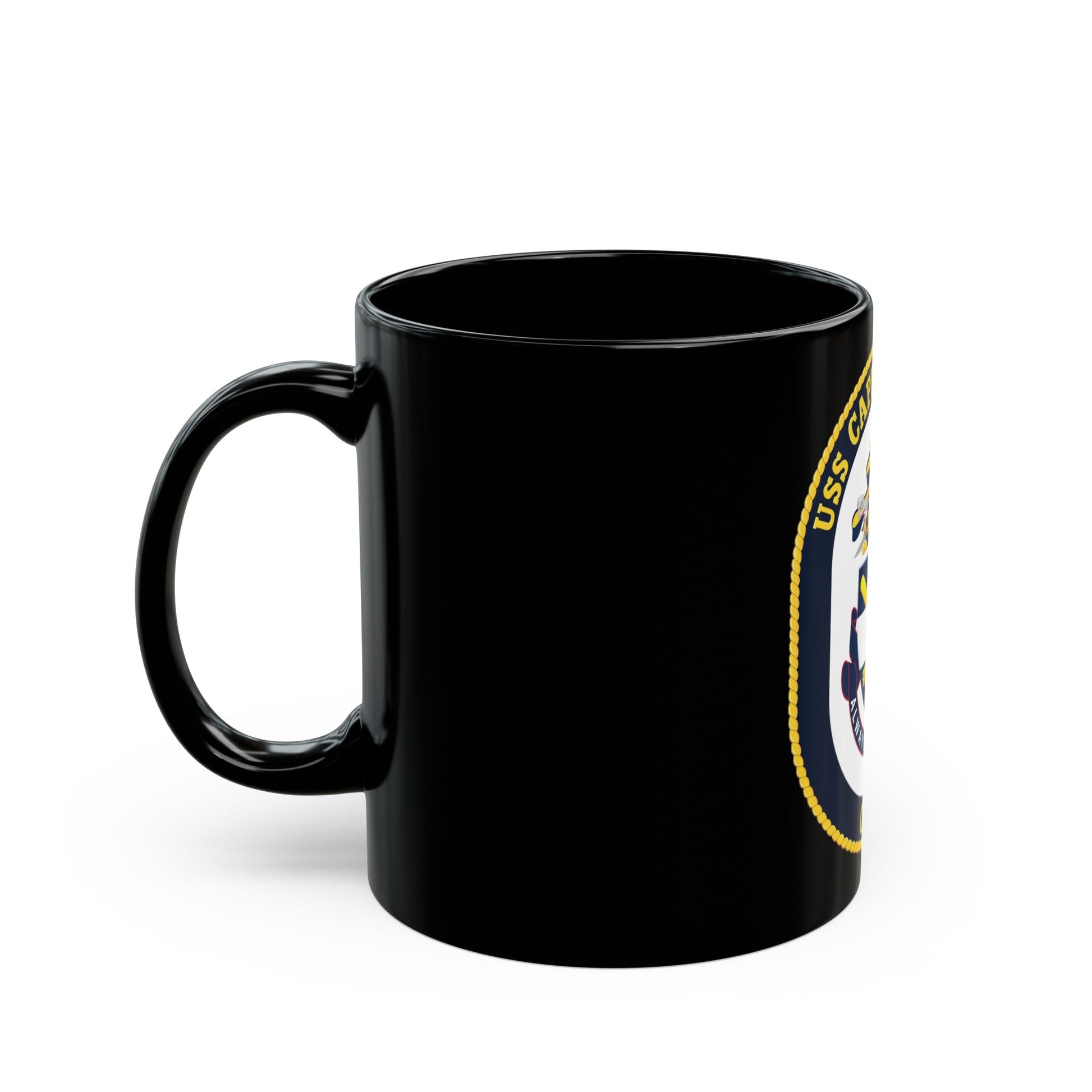 USS Cape St George CG 71 Crest (U.S. Navy) Black Coffee Mug-The Sticker Space