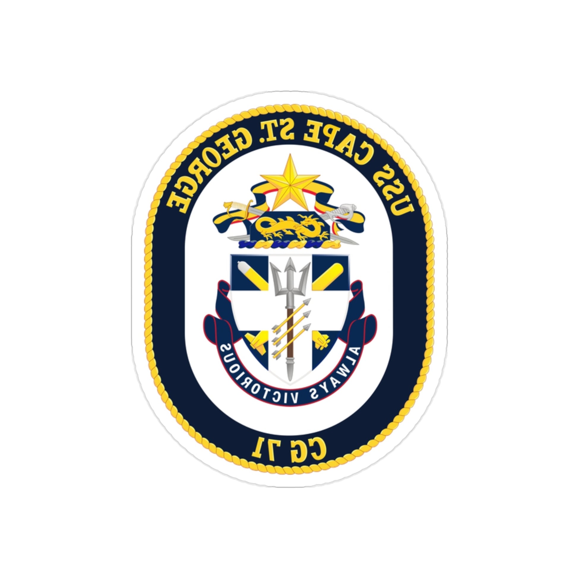 USS Cape St George CG 71 Crest (U.S. Navy) REVERSE PRINT Transparent STICKER-2 Inch-The Sticker Space