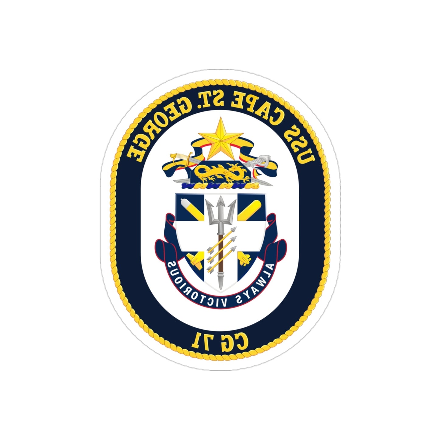 USS Cape St George CG 71 Crest (U.S. Navy) REVERSE PRINT Transparent STICKER-3 Inch-The Sticker Space