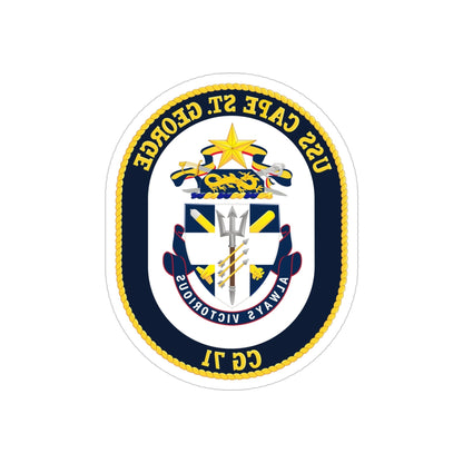 USS Cape St George CG 71 Crest (U.S. Navy) REVERSE PRINT Transparent STICKER-4 Inch-The Sticker Space