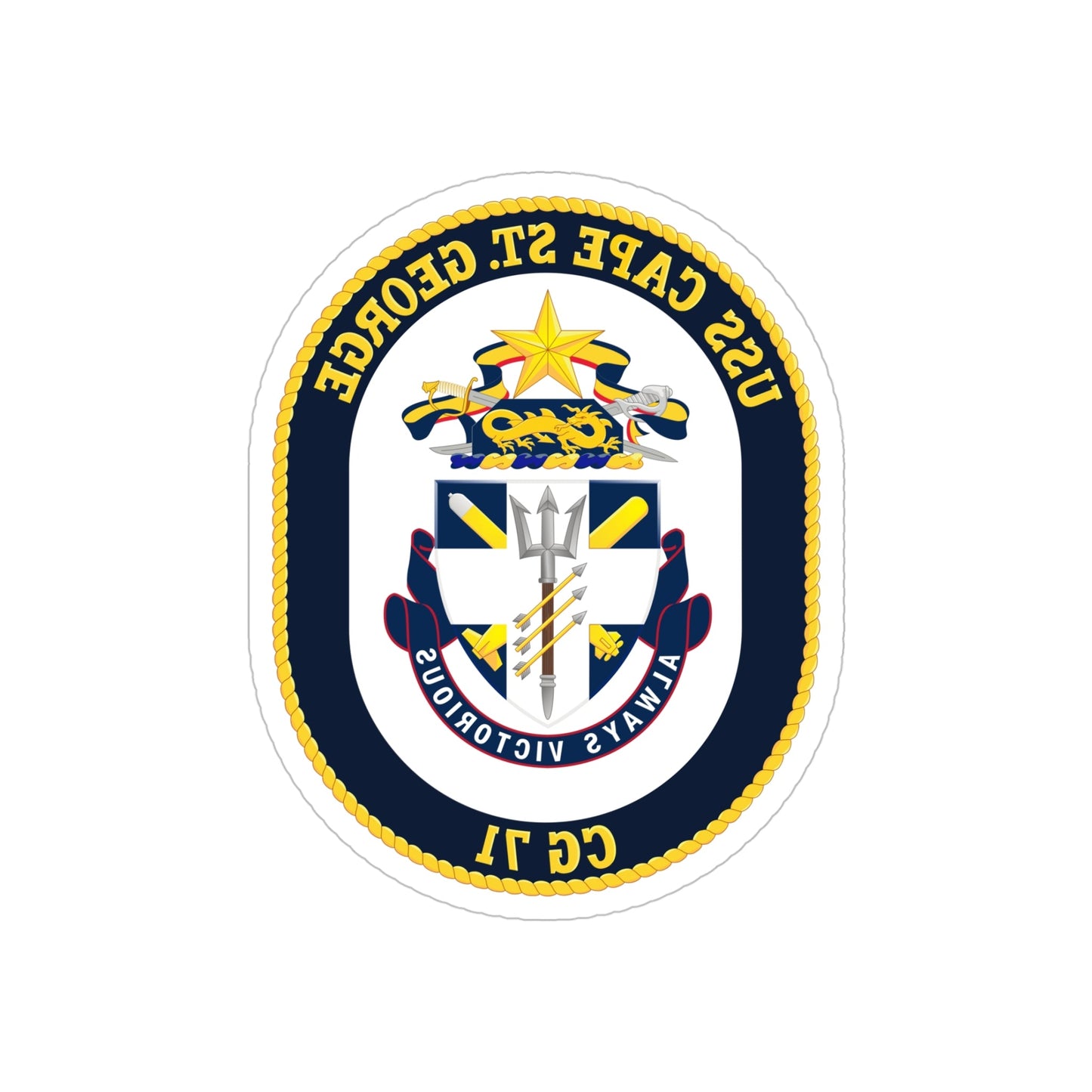 USS Cape St George CG 71 Crest (U.S. Navy) REVERSE PRINT Transparent STICKER-5 Inch-The Sticker Space