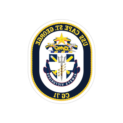 USS Cape St George CG 71 Crest (U.S. Navy) REVERSE PRINT Transparent STICKER-6 Inch-The Sticker Space