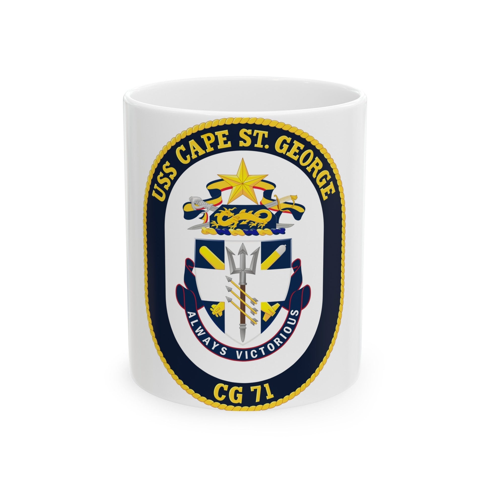 USS Cape St George CG 71 Crest (U.S. Navy) White Coffee Mug-11oz-The Sticker Space