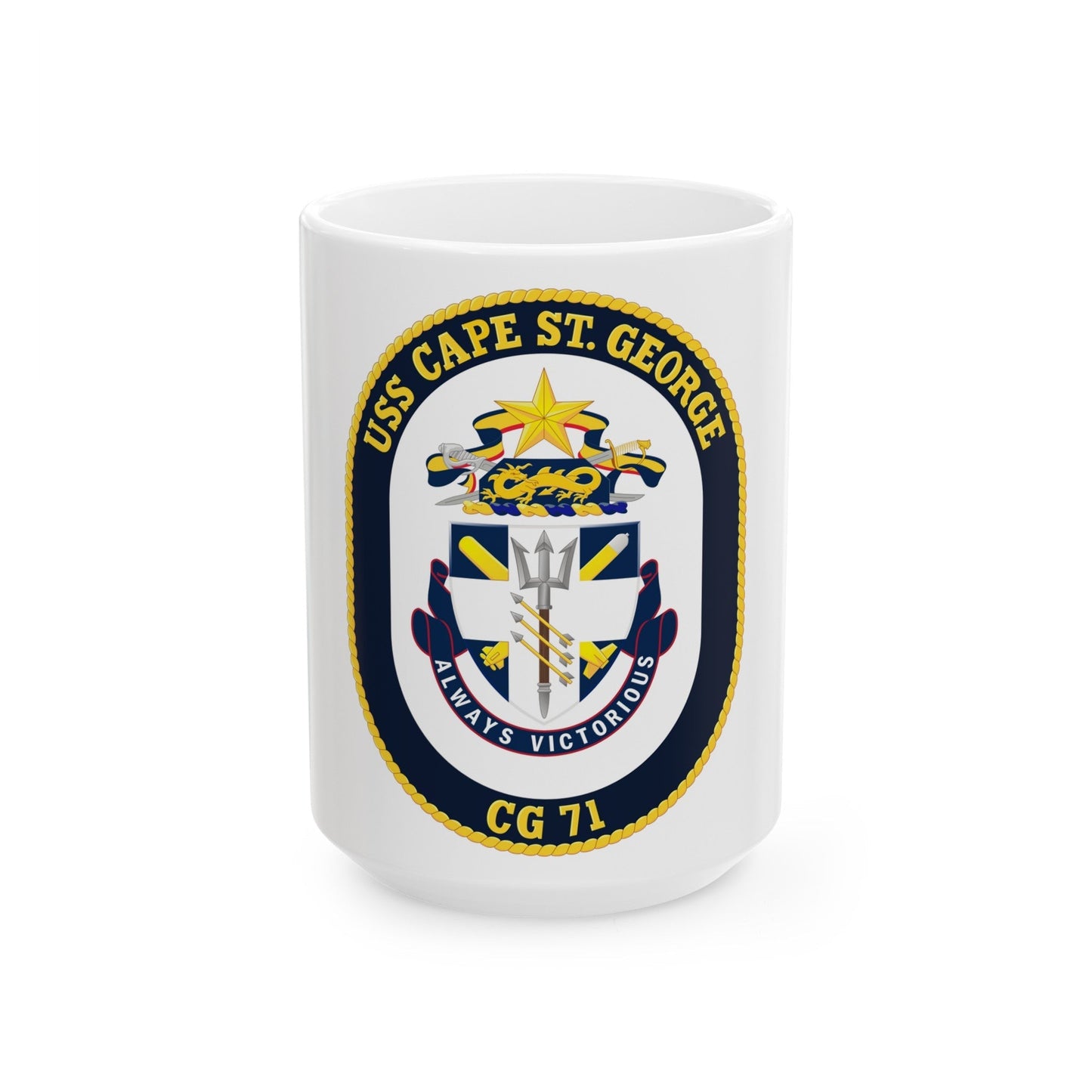 USS Cape St George CG 71 Crest (U.S. Navy) White Coffee Mug-15oz-The Sticker Space