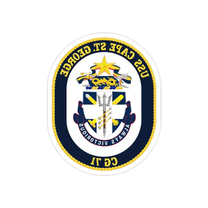 USS Cape St George CG 71 Crest (U.S. Navy) REVERSE PRINT Transparent Die-Cut STICKER 2 Inch Die-Cut Transparent - The Sticker Space