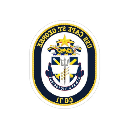 USS Cape St George CG 71 Crest (U.S. Navy) REVERSE PRINT Transparent Die-Cut STICKER 3 Inch Die-Cut Transparent - The Sticker Space