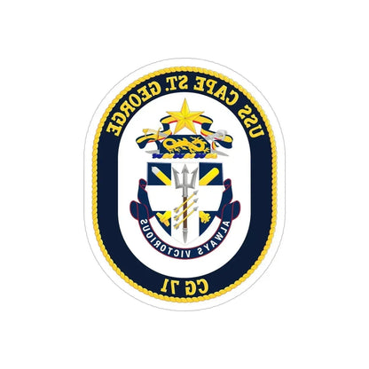 USS Cape St George CG 71 Crest (U.S. Navy) REVERSE PRINT Transparent Die-Cut STICKER 5 Inch Die-Cut Transparent - The Sticker Space