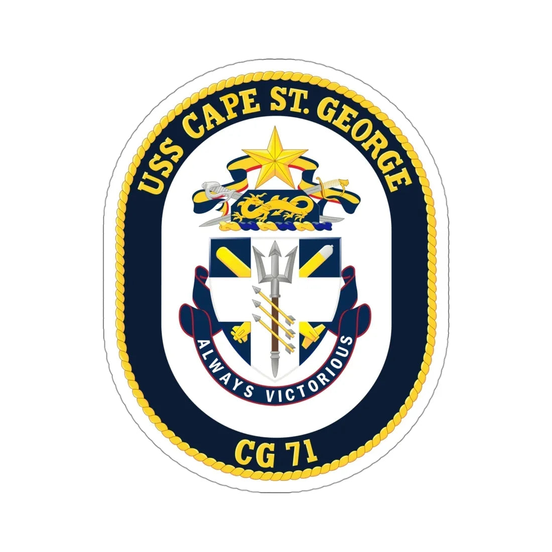 USS Cape St George CG 71 Crest (U.S. Navy) STICKER Vinyl Die-Cut Decal 4 Inch - The Sticker Space