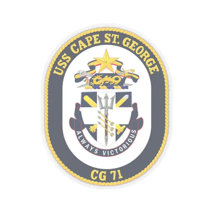 USS Cape St George CG 71 Crest (U.S. Navy) STICKER Vinyl Kiss-Cut Decal 2 Inch Transparent - The Sticker Space