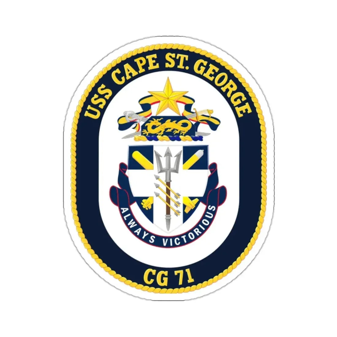 USS Cape St George CG 71 Crest (U.S. Navy) STICKER Vinyl Kiss-Cut Decal 2 Inch White - The Sticker Space