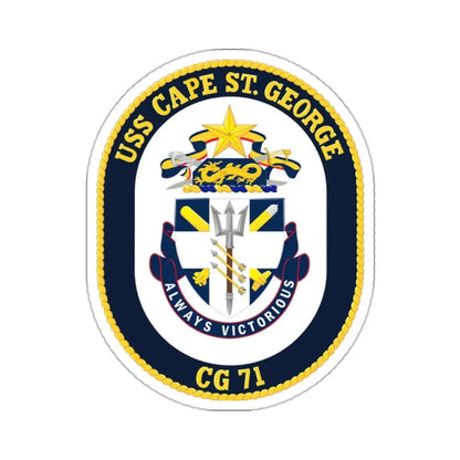 USS Cape St George CG 71 Crest (U.S. Navy) STICKER Vinyl Kiss-Cut Decal 2 Inch White - The Sticker Space
