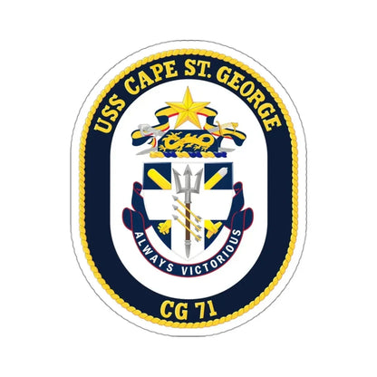 USS Cape St George CG 71 Crest (U.S. Navy) STICKER Vinyl Kiss-Cut Decal 3 Inch White - The Sticker Space