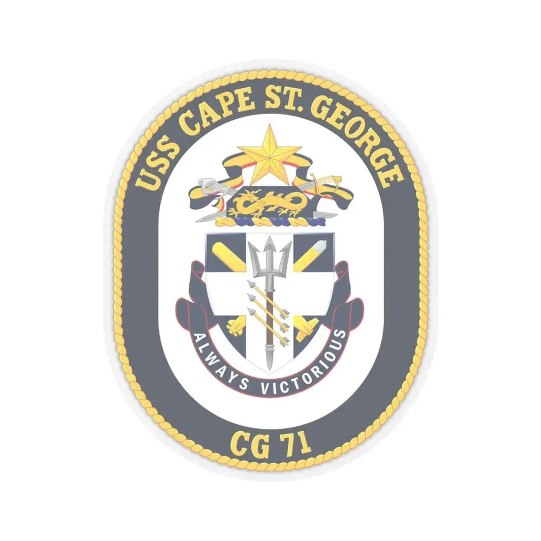 USS Cape St George CG 71 Crest (U.S. Navy) STICKER Vinyl Kiss-Cut Decal 4 Inch Transparent - The Sticker Space