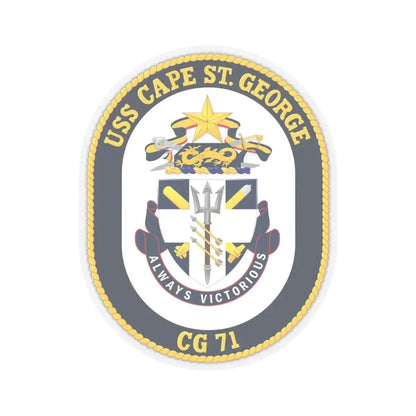 USS Cape St George CG 71 Crest (U.S. Navy) STICKER Vinyl Kiss-Cut Decal 4 Inch Transparent - The Sticker Space
