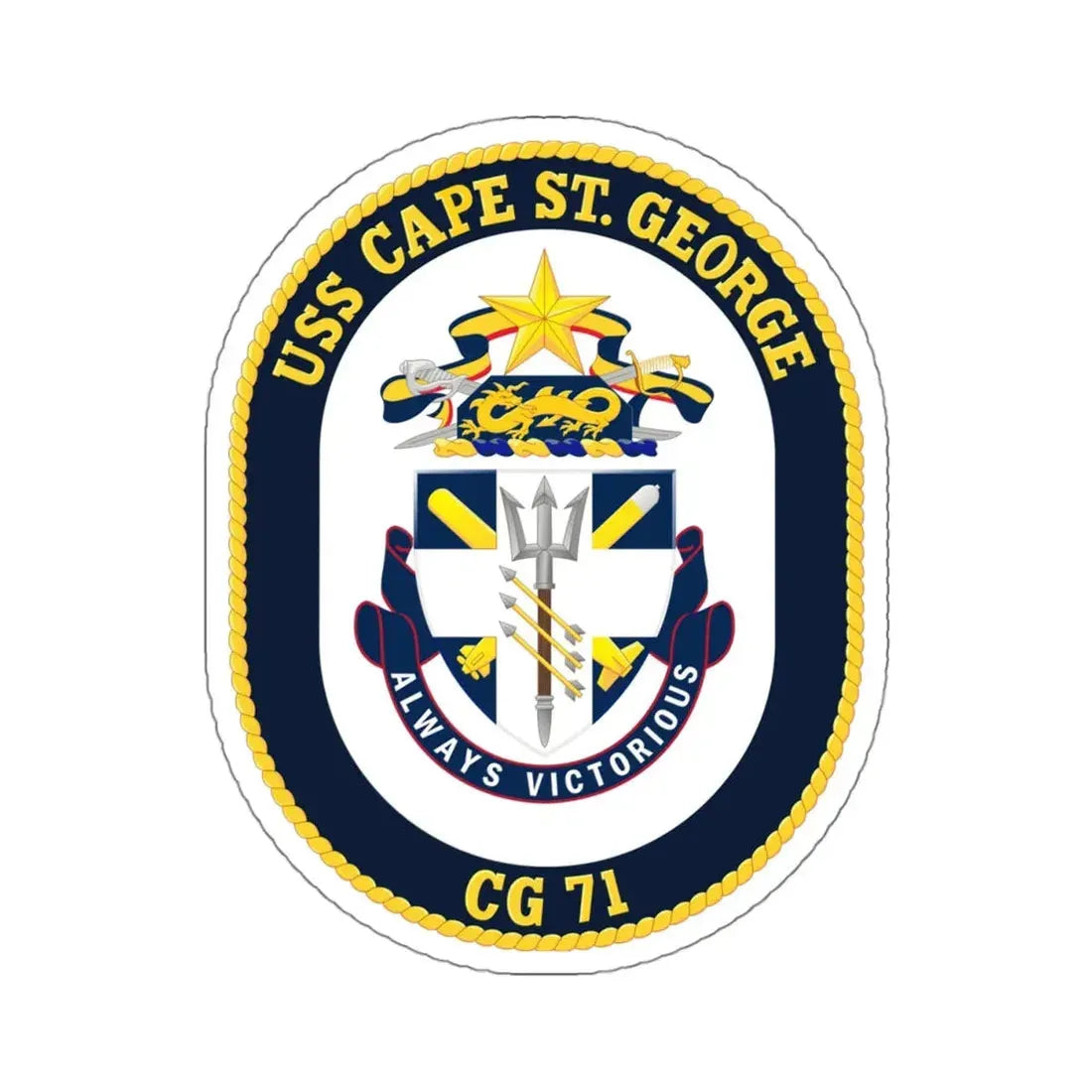 USS Cape St George CG 71 Crest (U.S. Navy) STICKER Vinyl Kiss-Cut Decal 4 Inch White - The Sticker Space