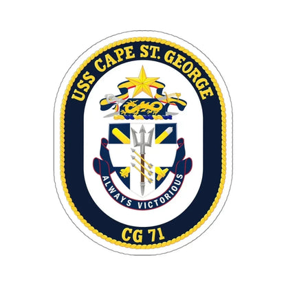 USS Cape St George CG 71 Crest (U.S. Navy) STICKER Vinyl Kiss-Cut Decal 4 Inch White - The Sticker Space