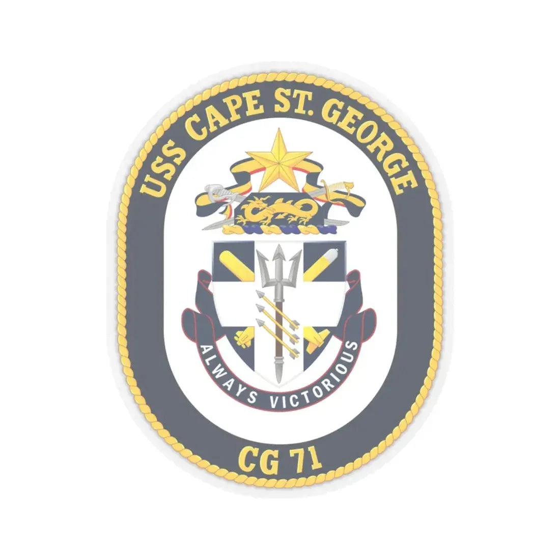 USS Cape St George CG 71 Crest (U.S. Navy) STICKER Vinyl Kiss-Cut Decal 6 Inch Transparent - The Sticker Space