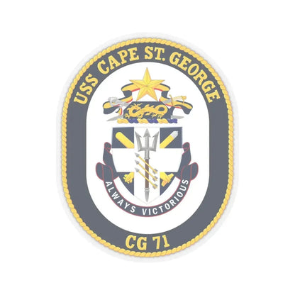 USS Cape St George CG 71 Crest (U.S. Navy) STICKER Vinyl Kiss-Cut Decal 6 Inch Transparent - The Sticker Space