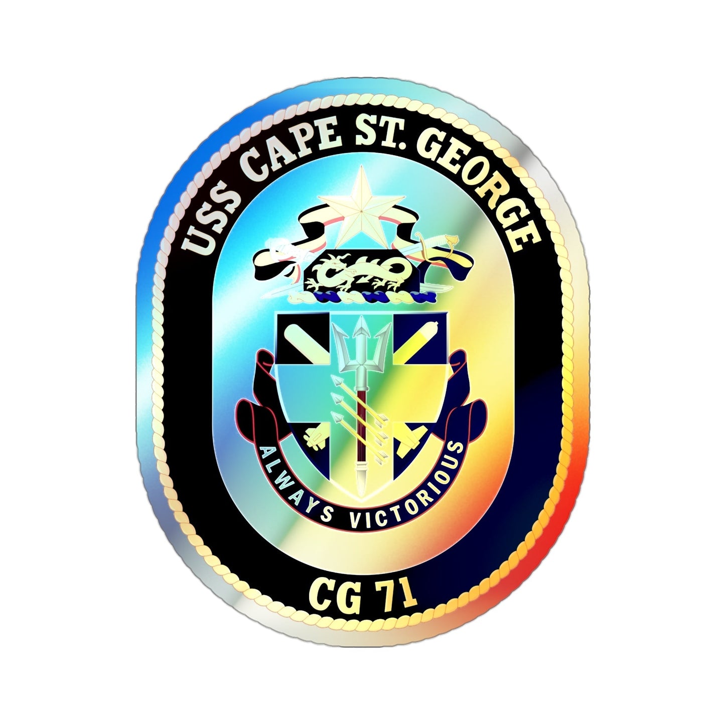 USS Cape St George CG 71 (U.S. Navy) Holographic STICKER Die-Cut Vinyl Decal-3 Inch-The Sticker Space