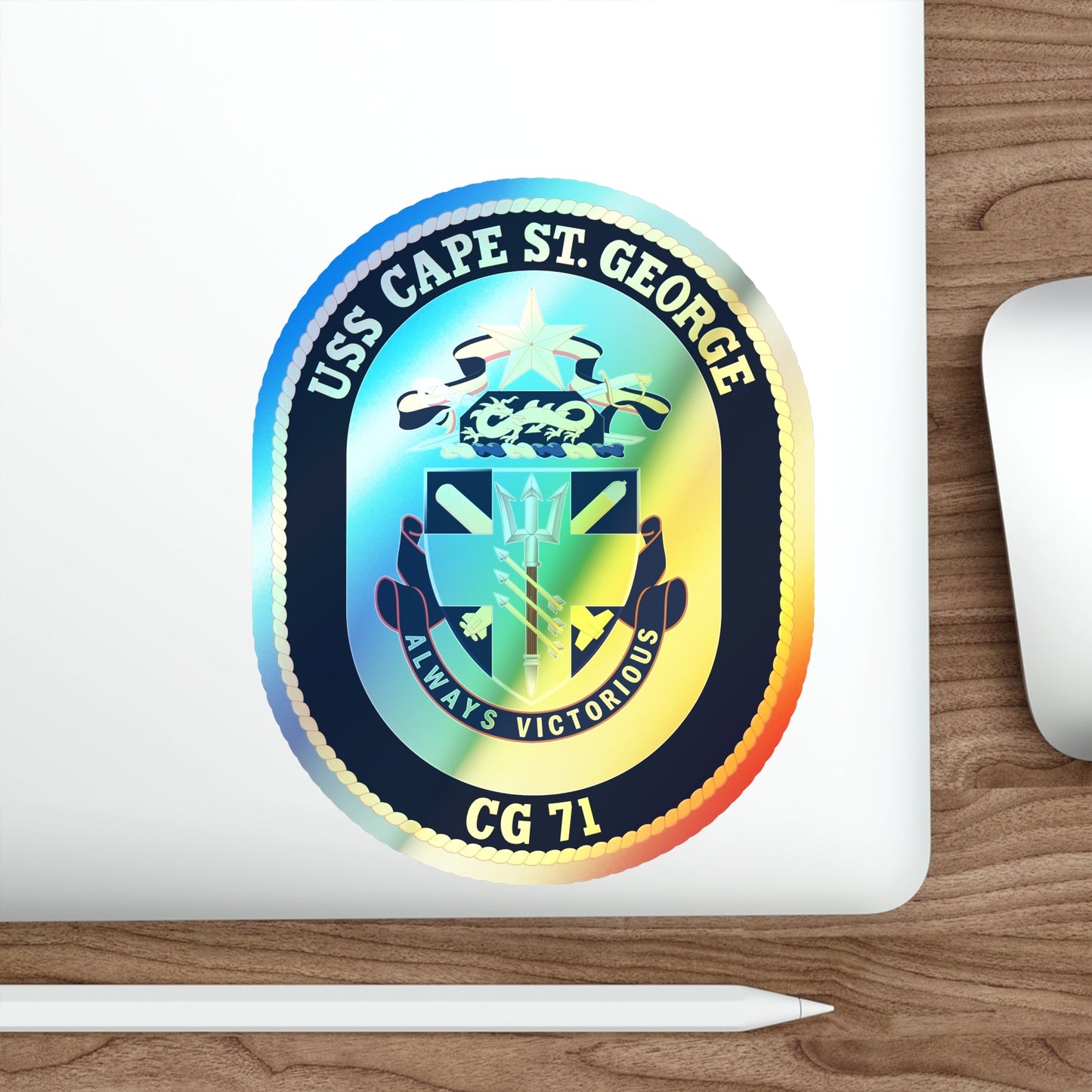 USS Cape St George CG 71 (U.S. Navy) Holographic STICKER Die-Cut Vinyl Decal-The Sticker Space