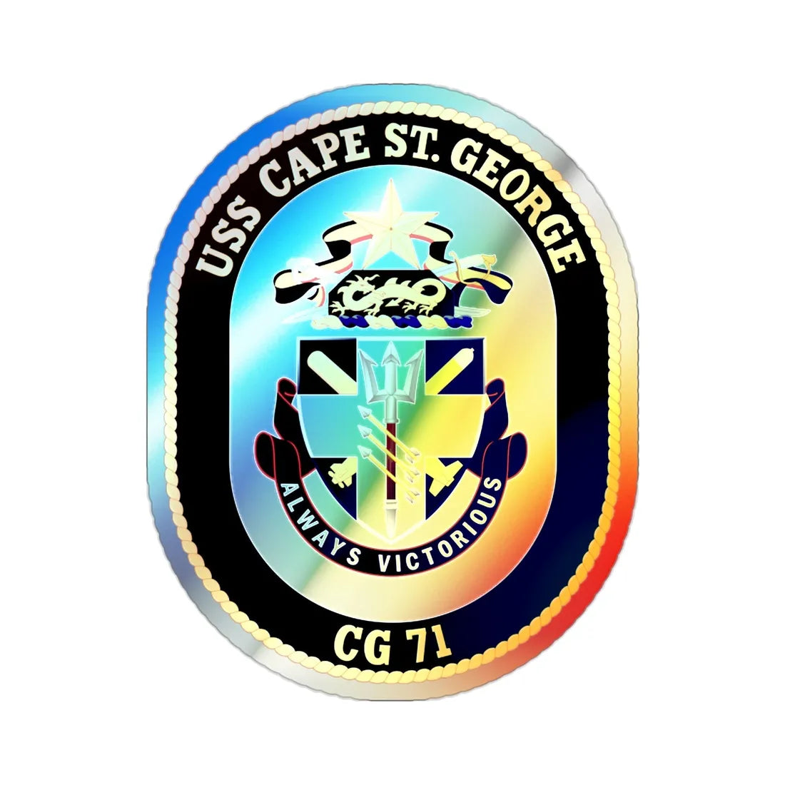 USS Cape St George CG 71 (U.S. Navy) Holographic STICKER Die-Cut Vinyl Decal 2 Inch Holographic - The Sticker Space