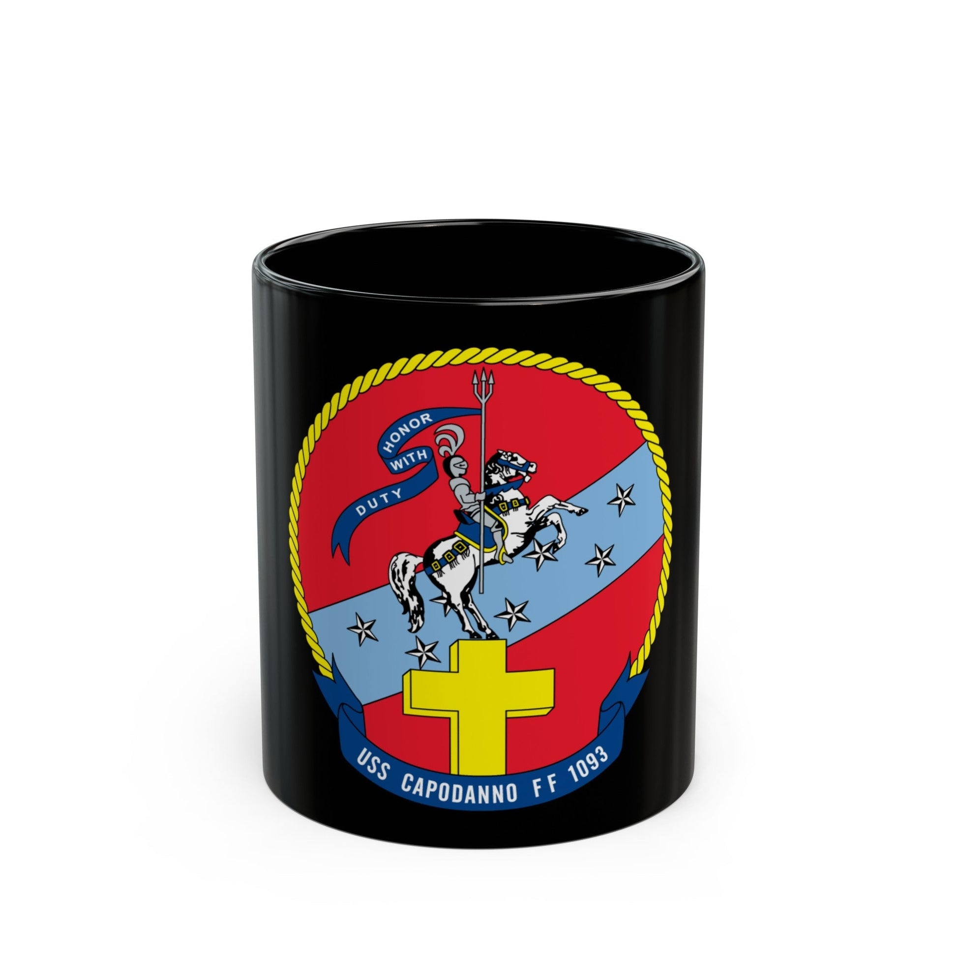 USS Capodanno FF 1093 (U.S. Navy) Black Coffee Mug-11oz-The Sticker Space