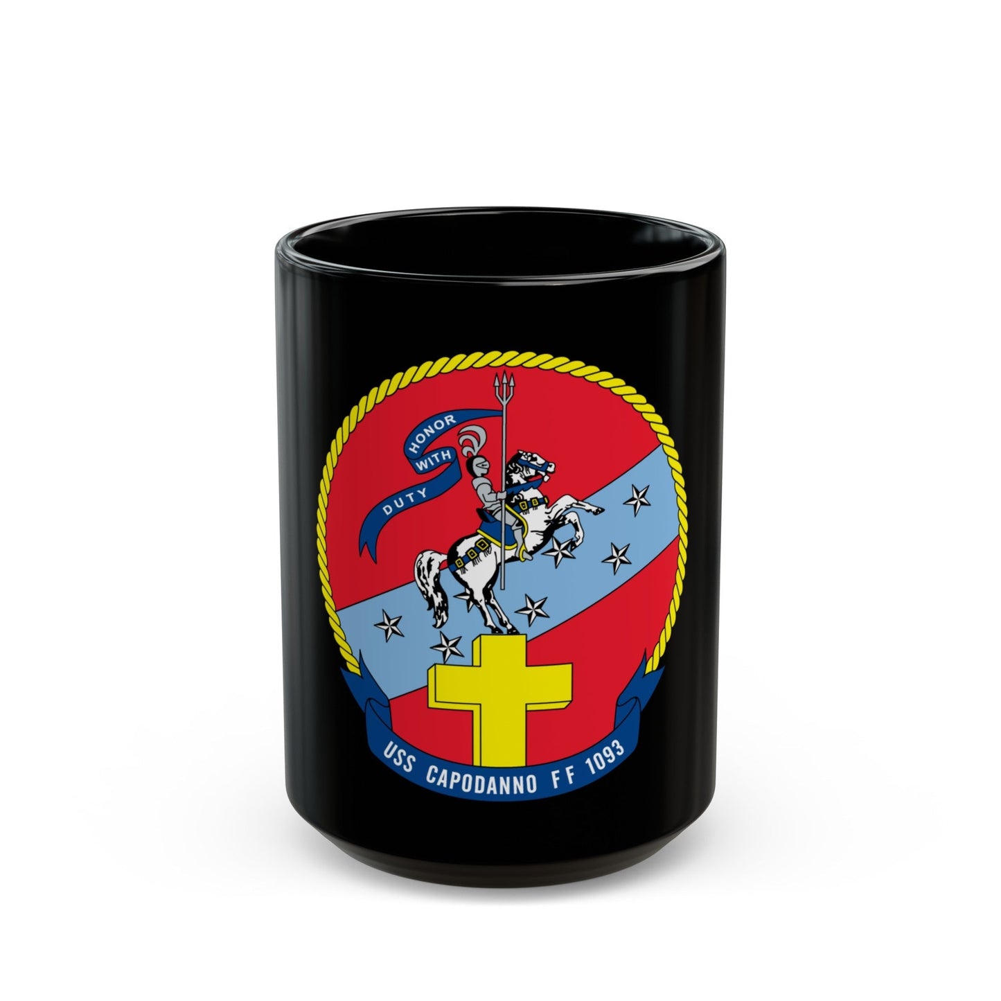 USS Capodanno FF 1093 (U.S. Navy) Black Coffee Mug-15oz-The Sticker Space