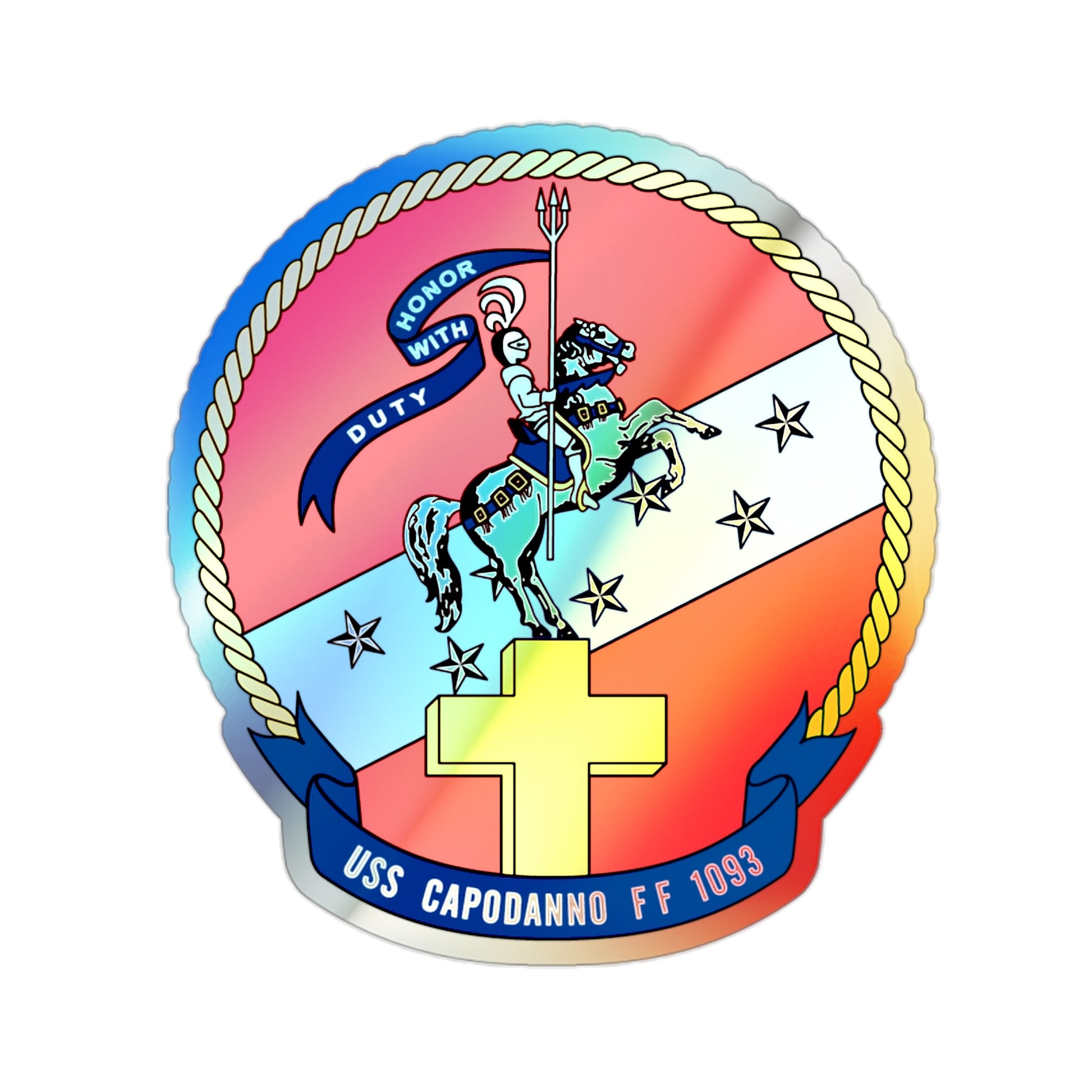 USS Capodanno FF 1093 (U.S. Navy) Holographic STICKER Die-Cut Vinyl Decal-2 Inch-The Sticker Space