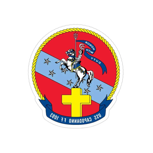 USS Capodanno FF 1093 (U.S. Navy) REVERSE PRINT Transparent Die-Cut STICKER 6 Inch Die-Cut Transparent - The Sticker Space