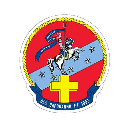 USS Capodanno FF 1093 (U.S. Navy) STICKER Vinyl Kiss-Cut Decal 4 Inch White - The Sticker Space