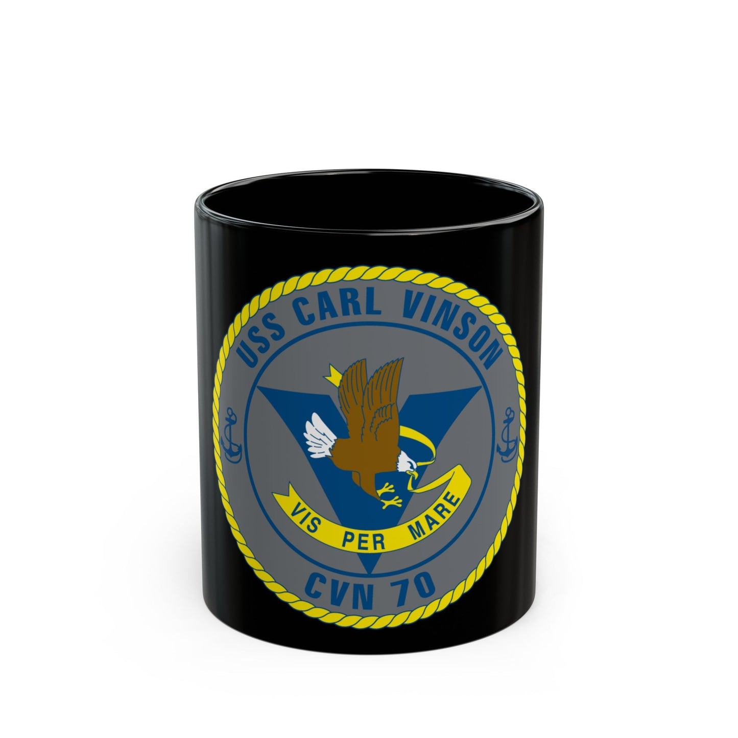 USS Carl Vinson CVN 70 (U.S. Navy) Black Coffee Mug-11oz-The Sticker Space