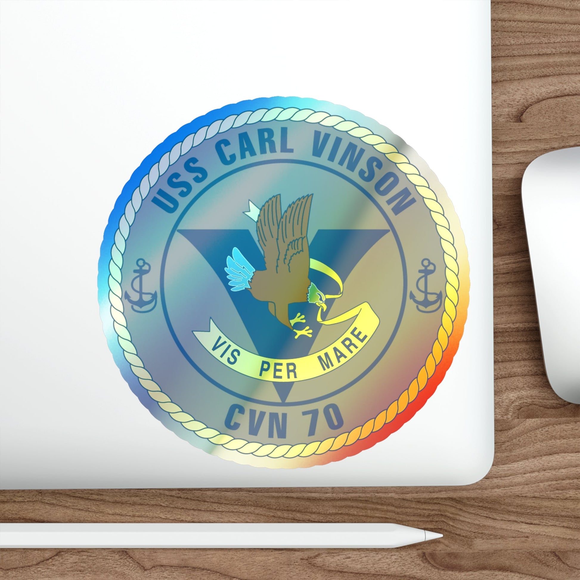 USS Carl Vinson CVN 70 (U.S. Navy) Holographic STICKER Die-Cut Vinyl Decal-The Sticker Space