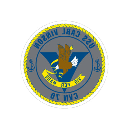 USS Carl Vinson CVN 70 (U.S. Navy) REVERSE PRINT Transparent STICKER-3" × 3"-The Sticker Space