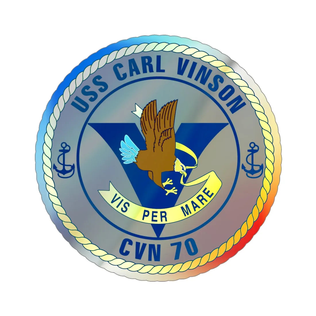 USS Carl Vinson CVN 70 (U.S. Navy) Holographic STICKER Die-Cut Vinyl Decal 4 Inch Holographic - The Sticker Space